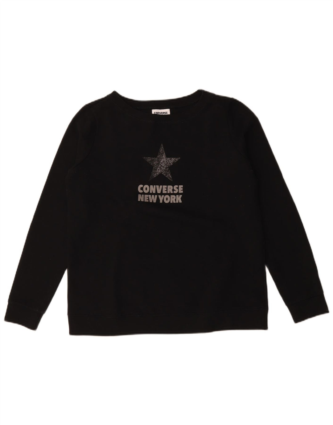Damska bluza Converse Graphic Jumper UK 14, średnia czarna bawełna