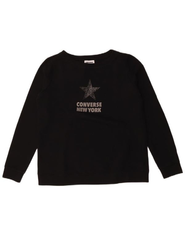 Damska bluza Converse Graphic Jumper UK 14, średnia czarna bawełna