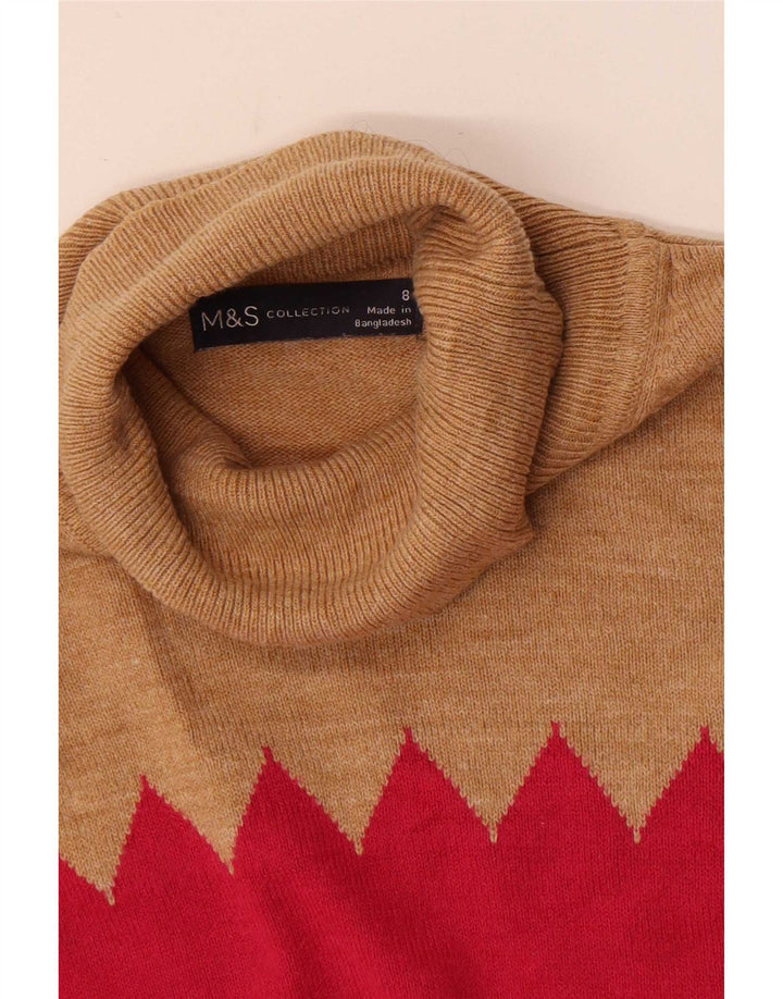 Marks & Spencer Damski sweter z golfem, UK 8, mały, wielokolorowy