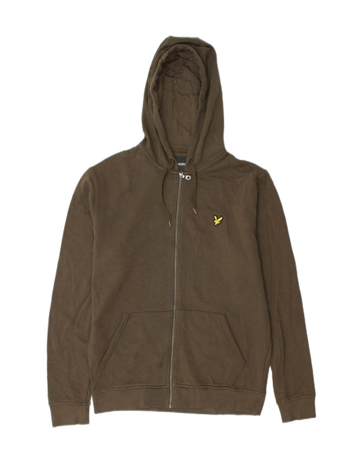 Męski sweter z kapturem i zamkiem błyskawicznym Lyle & Scott, średnia, bawełniana khaki