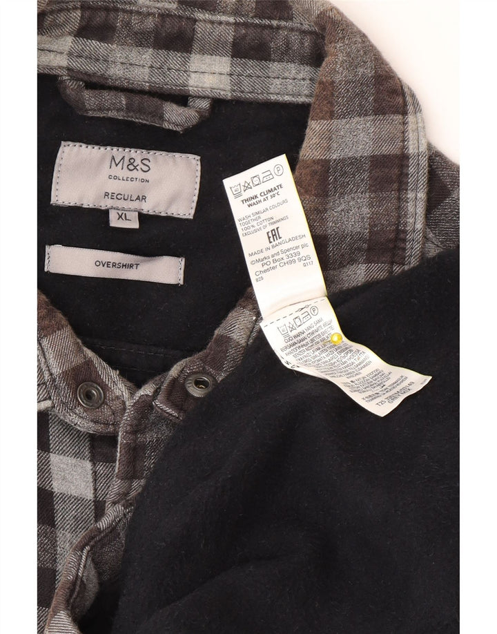Marks & Spencer Męska koszula wierzchnia o regularnym kroju, flanelowa XL, szara kratka