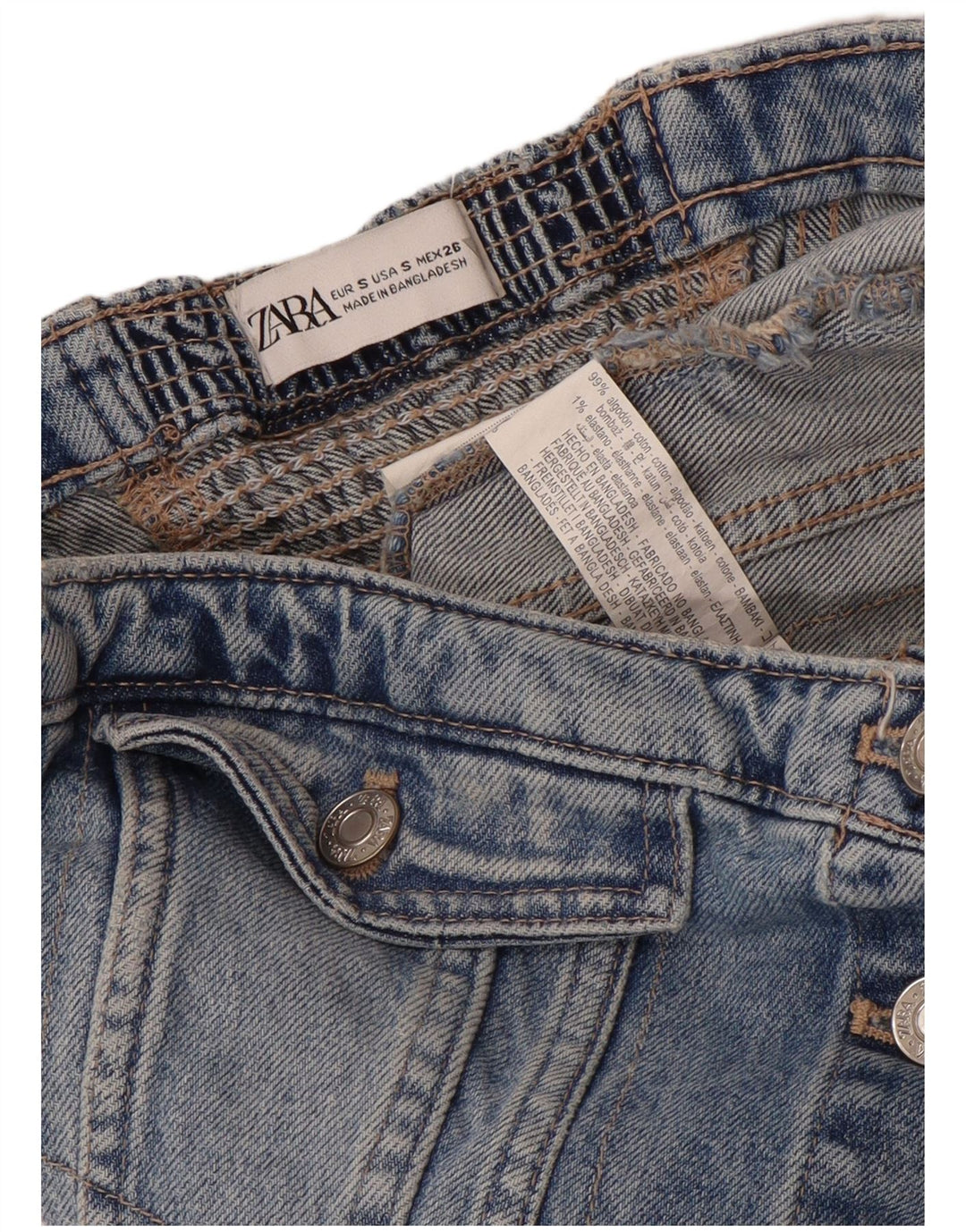 Damski gorset dżinsowy bez ramiączek Zara UK 8 Small Blue Cotton
