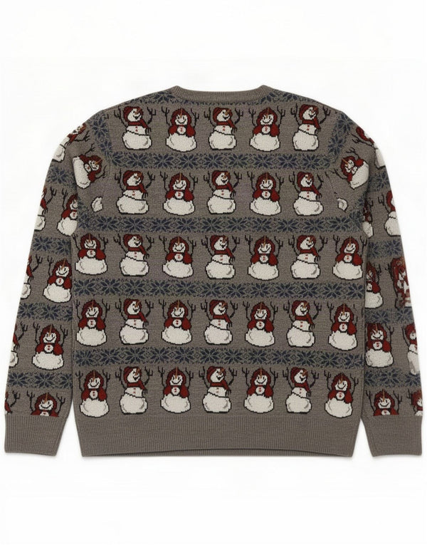 Marks & Spencer Męski sweter z okrągłym dekoltem, duży, szary, świąteczny