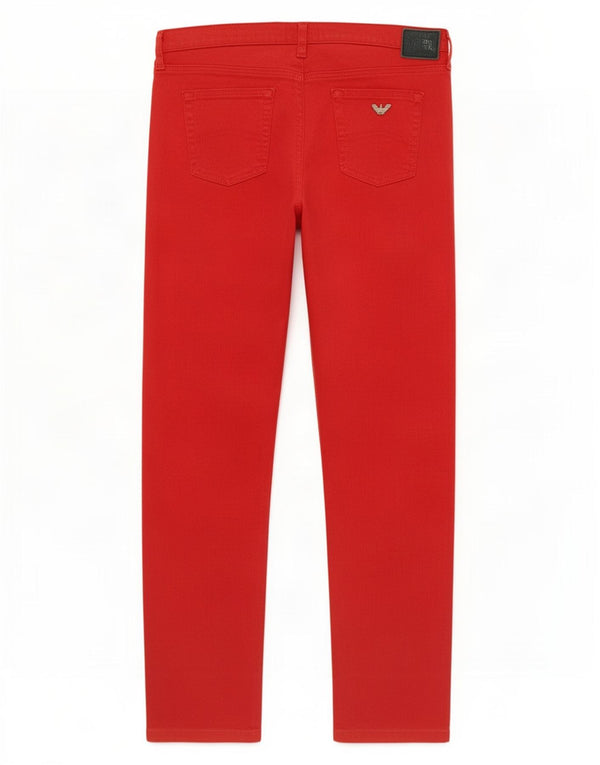 Spodnie damskie Armani Straight Casual W32 L29 Czerwone lniane