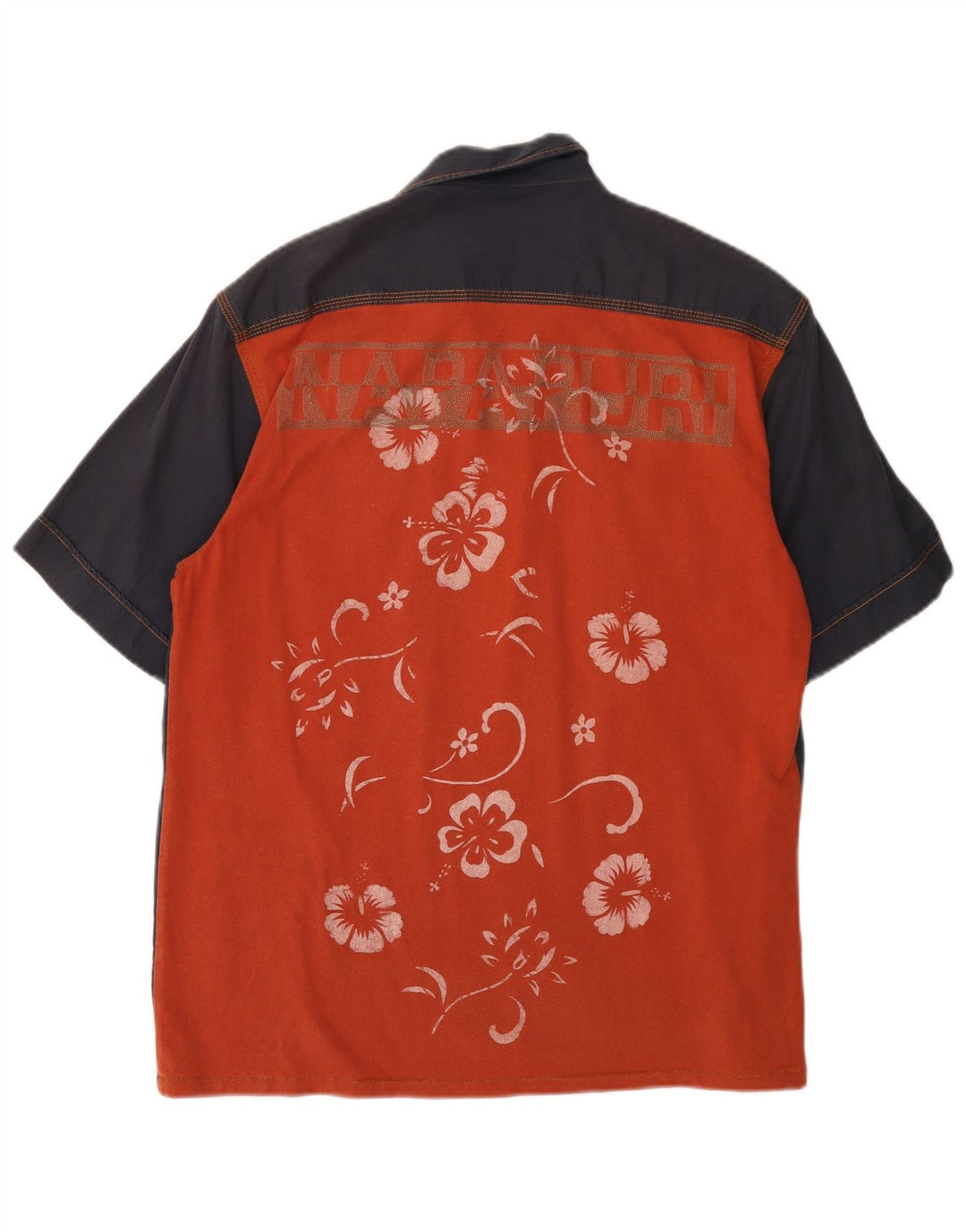 Męska graficzna koszula z krótkim rękawem NAPAPIJRI, średnio-granatowa, w kwiaty