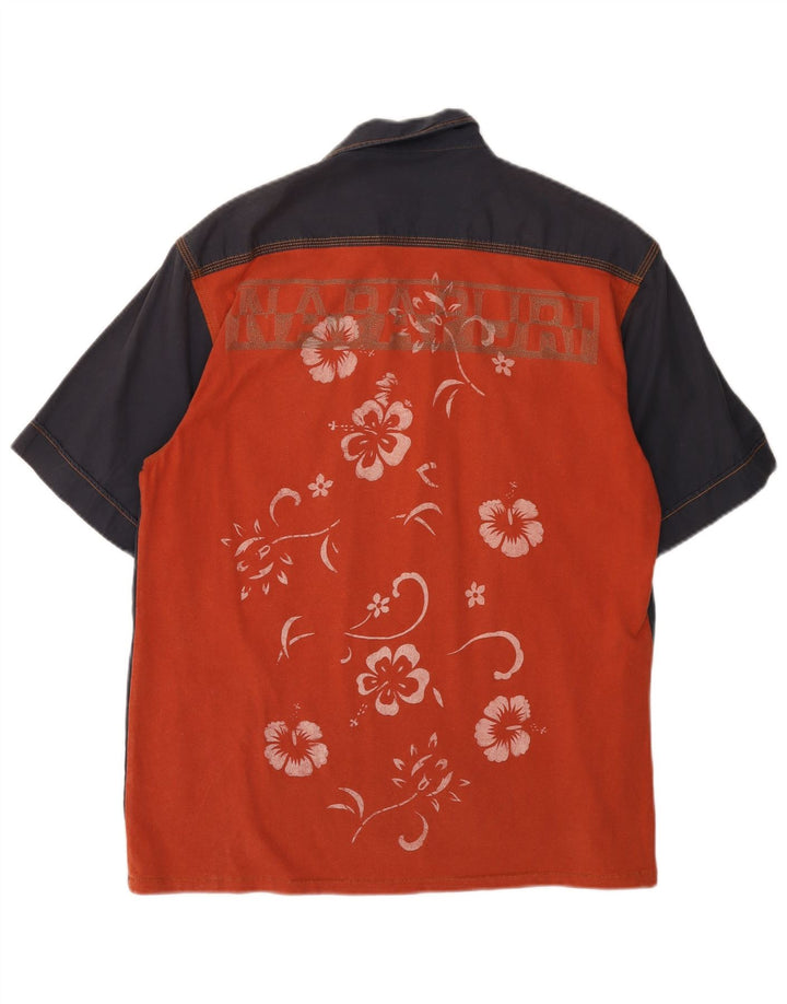 Męska graficzna koszula z krótkim rękawem NAPAPIJRI, średnio-granatowa, w kwiaty