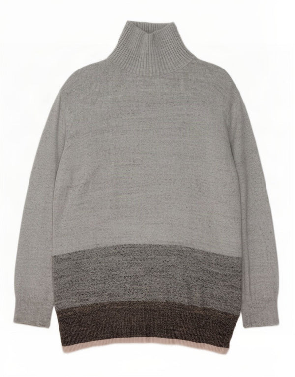 Sweter damski Gap z golfem UK 18 XL, szary, bawełniany z blokami kolorów