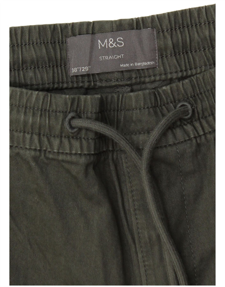 Męskie proste spodnie chino Marks & Spencer W38 L29 zielone