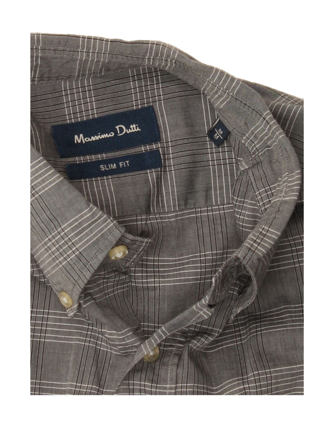 MASSIMO DUTTI Mens Slim Fit Shirt Medium Grey Check Vintage Massimo Dutti and Second-Hand Massimo Dutti from Messina Hembry 