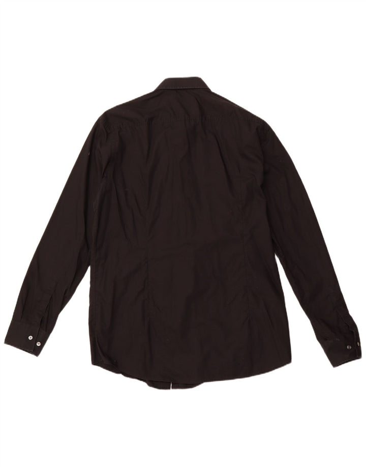 Męska koszula slim fit HUGO BOSS, rozmiar 44 17 1/2 XL, czarna bawełna