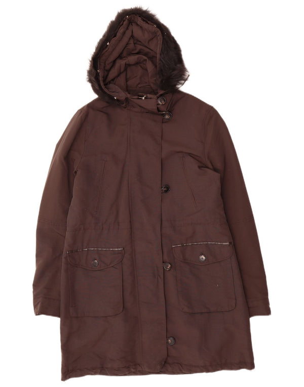 Damska kurtka parka z kapturem Massimo Dutti UK 14, średni brązowy poliester