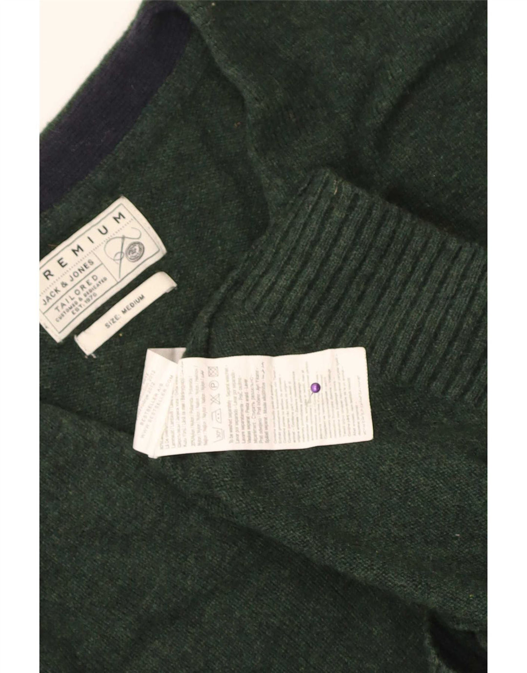 Sweter męski Jack & Jones, średni zielony, wełna owcza