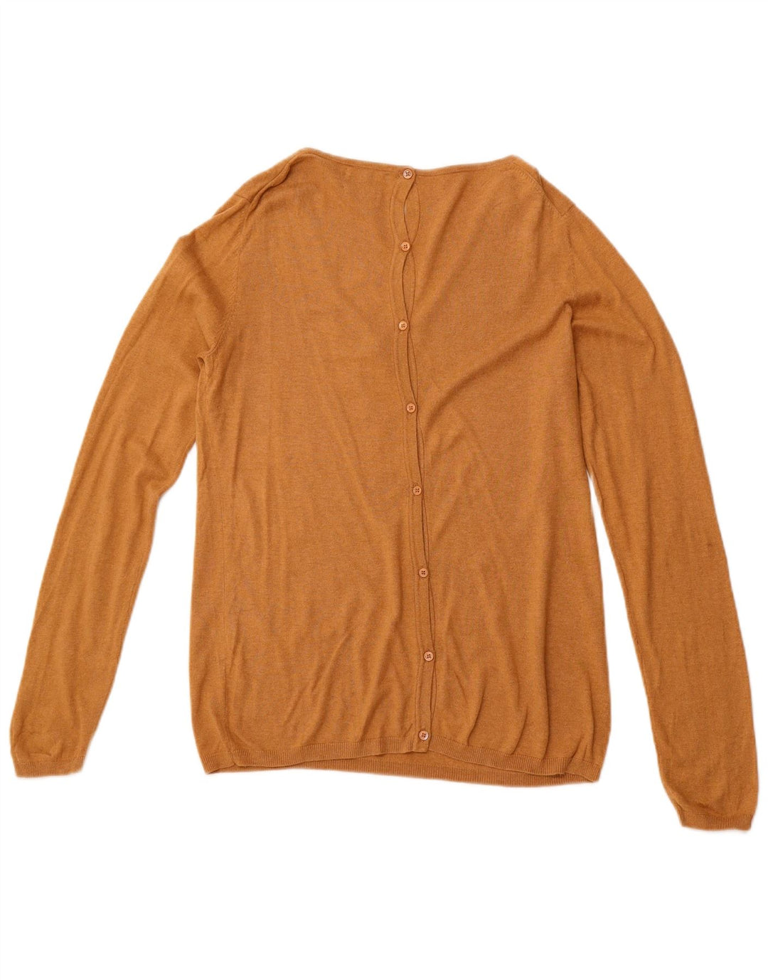 MASSIMO DUTTI Damski sweter z dekoltem w kształcie litery V, UK 14, duży, brązowy, bawełniany