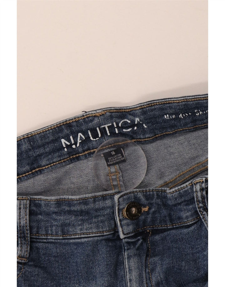 Damskie jeansy skinny ze średnim stanem Nautica UK 16, duże W34 L29, niebieska bawełna