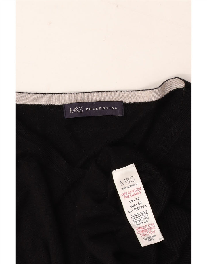MARKS & SPENCER Damski sweter kardigan UK 14 Średni czarny wiskoza