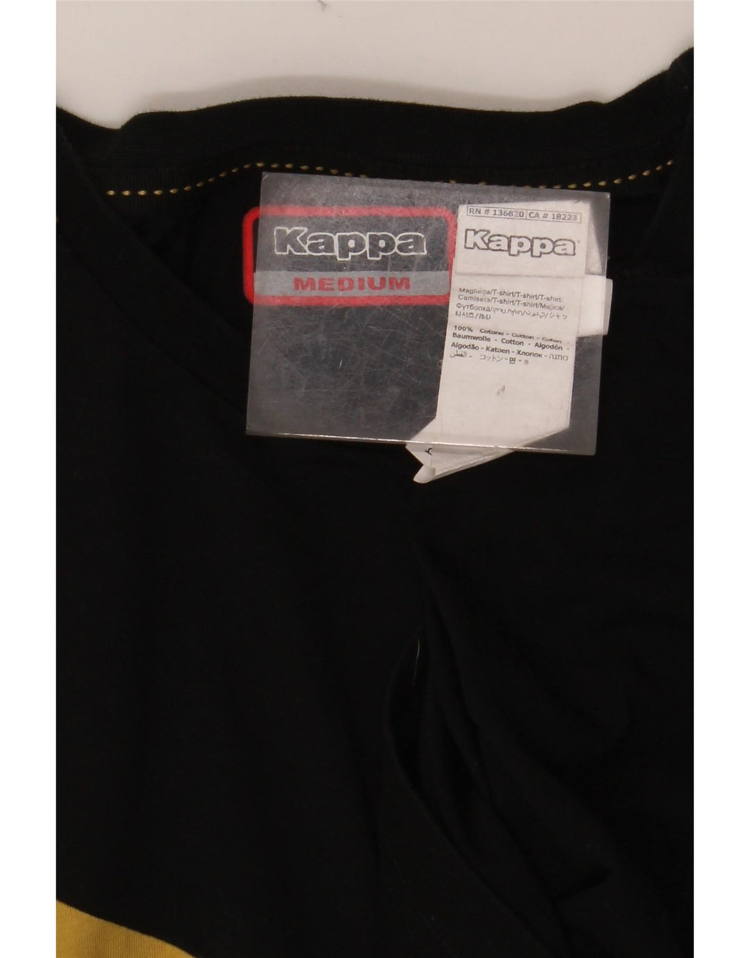 Męska koszulka z grafiką KAPPA, bawełniana, średnia czarna, z blokami kolorów