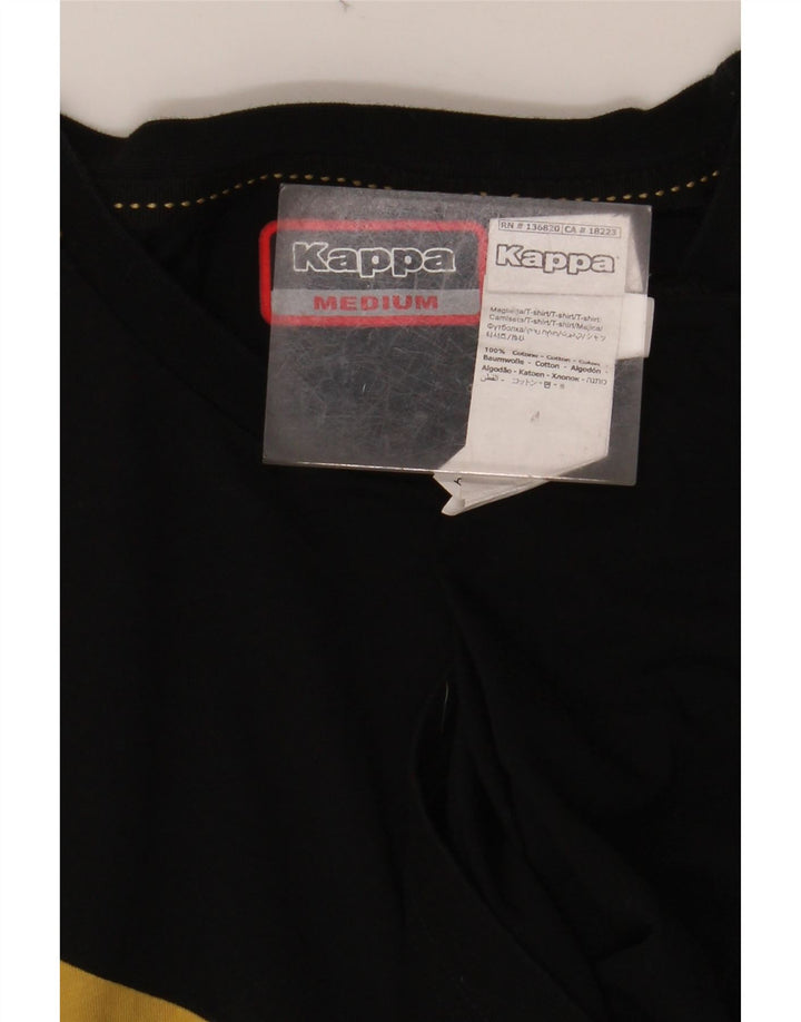 Męska koszulka z grafiką KAPPA, bawełniana, średnia czarna, z blokami kolorów