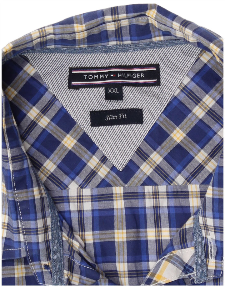 Męska koszula slim fit Tommy Hilfiger 2XL, bawełniana niebieska kratka