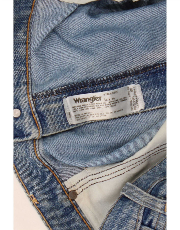 Wrangler Męskie proste dżinsy W36 L30 Niebieskie bawełniane