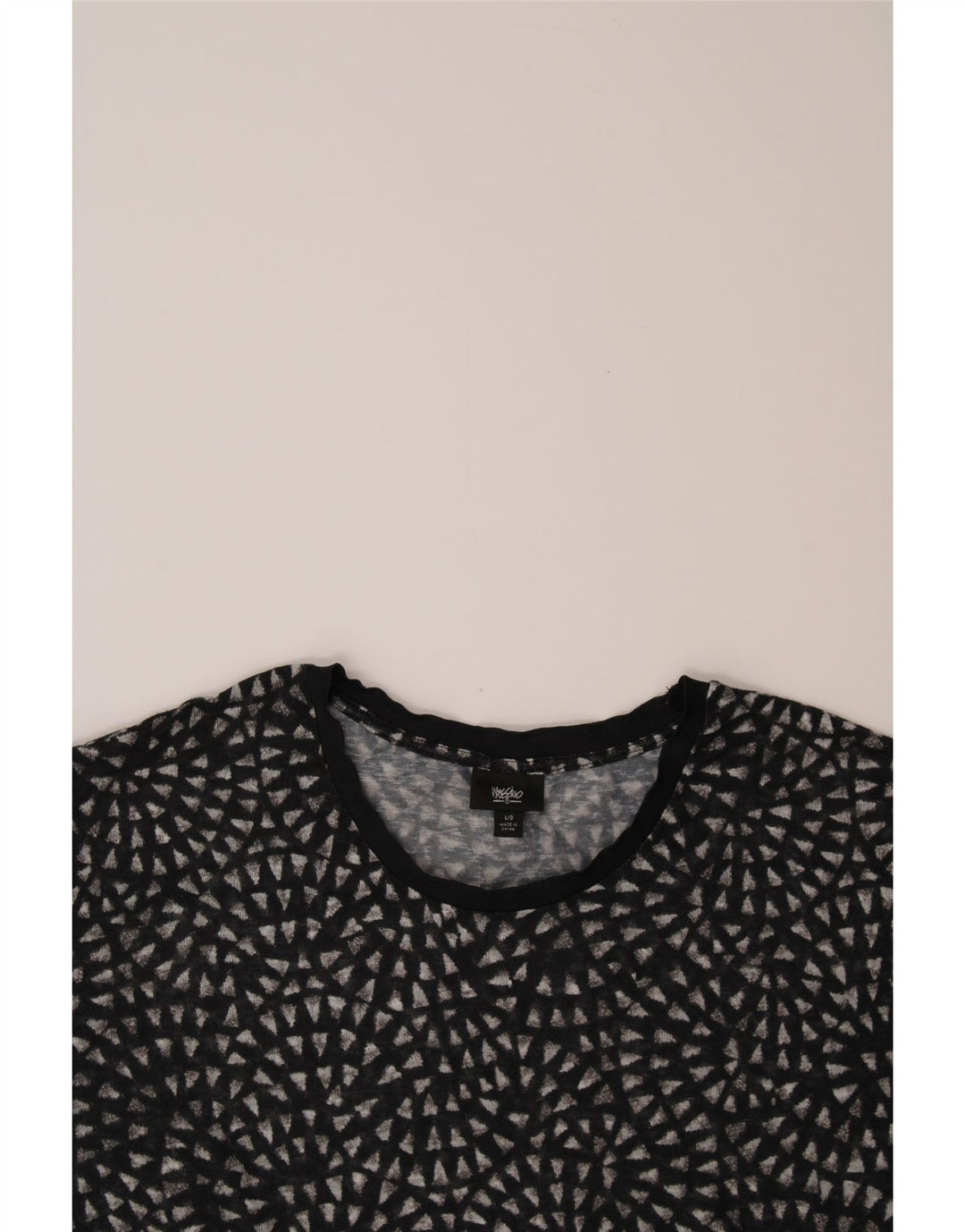 MOSSIMO Womens T-Shirt Top UK 16 Large Black Geometric Polyester Vintage Mossimo and Second-Hand Mossimo from Messina Hembry 