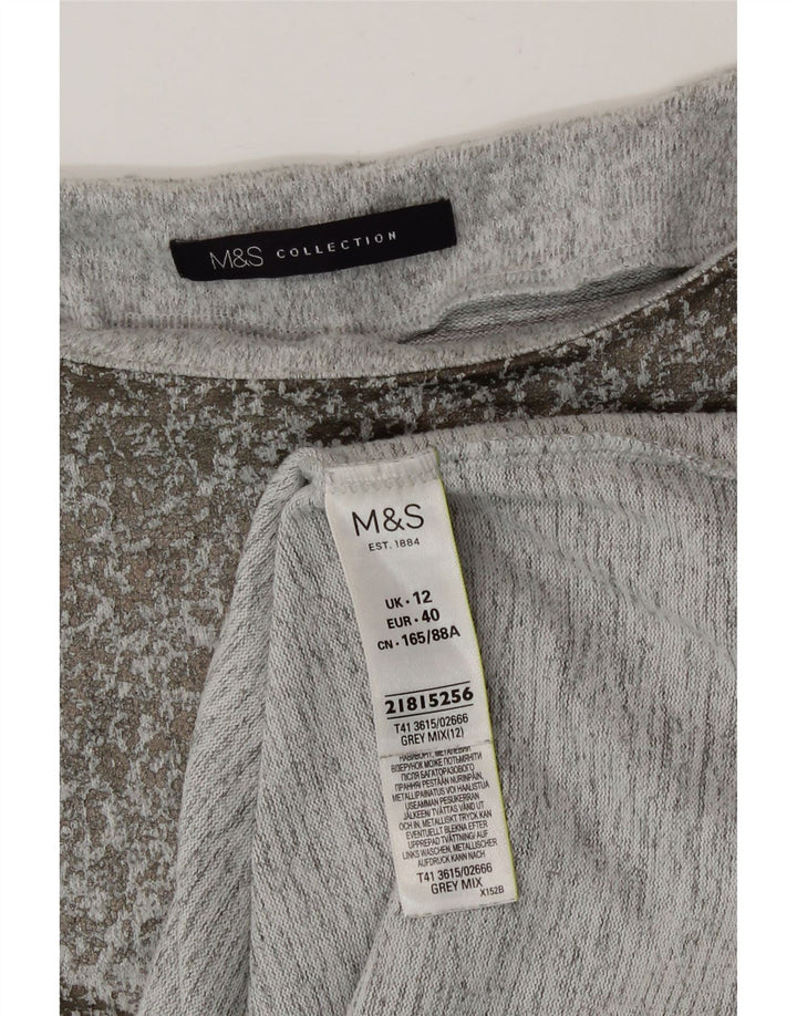 Marks & Spencer Damski top z długim rękawem, UK 12, średnioszary, poliester