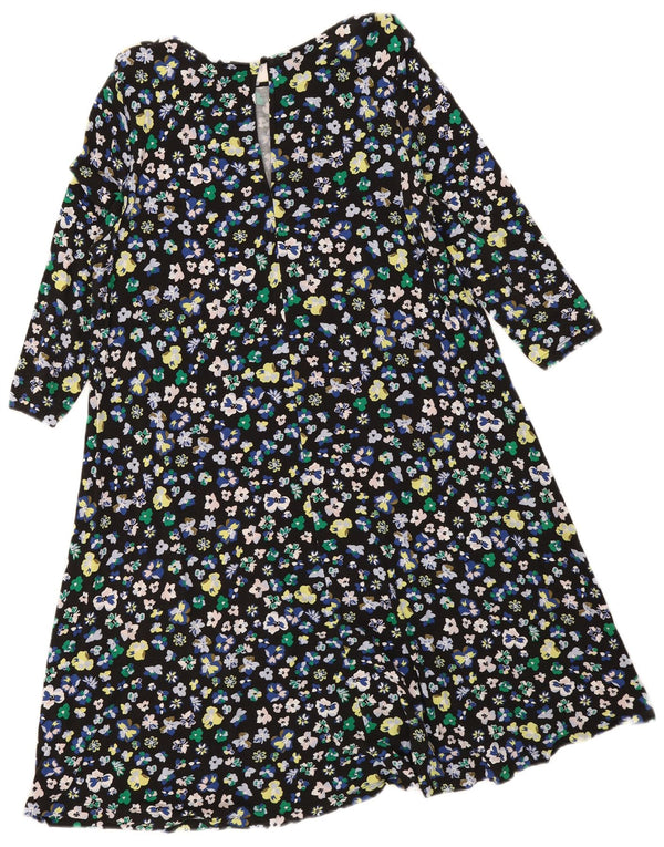 Marks & Spencer Damska sukienka o linii A z rękawem 3/4, UK 18 XL, czarna w kwiaty