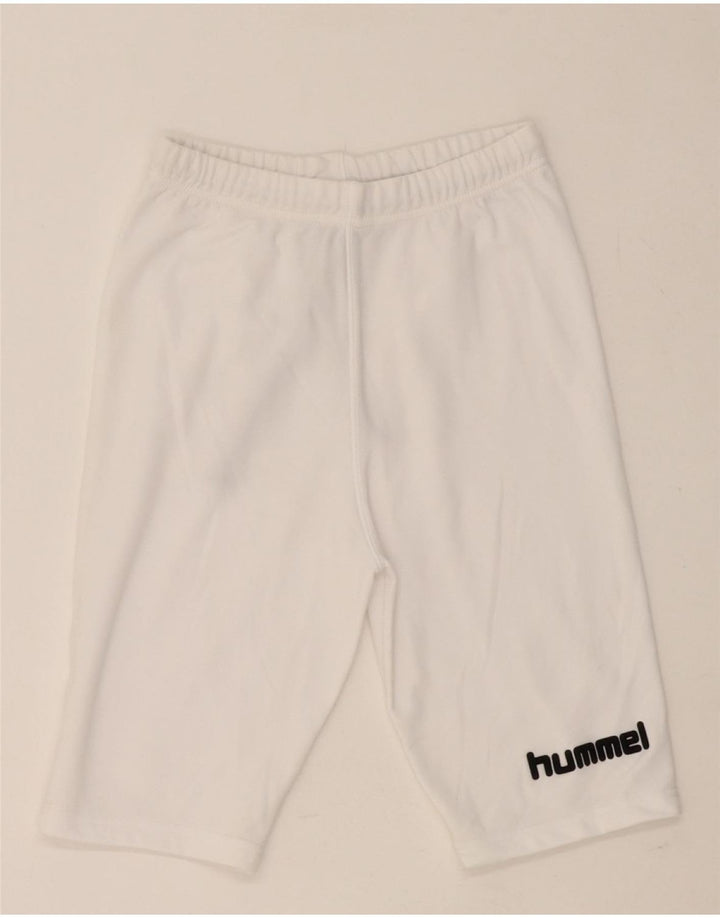 HUMMEL Womens Graphic Sport Shorts UK 10 Small  White Polyester Vintage Hummel and Second-Hand Hummel from Messina Hembry 