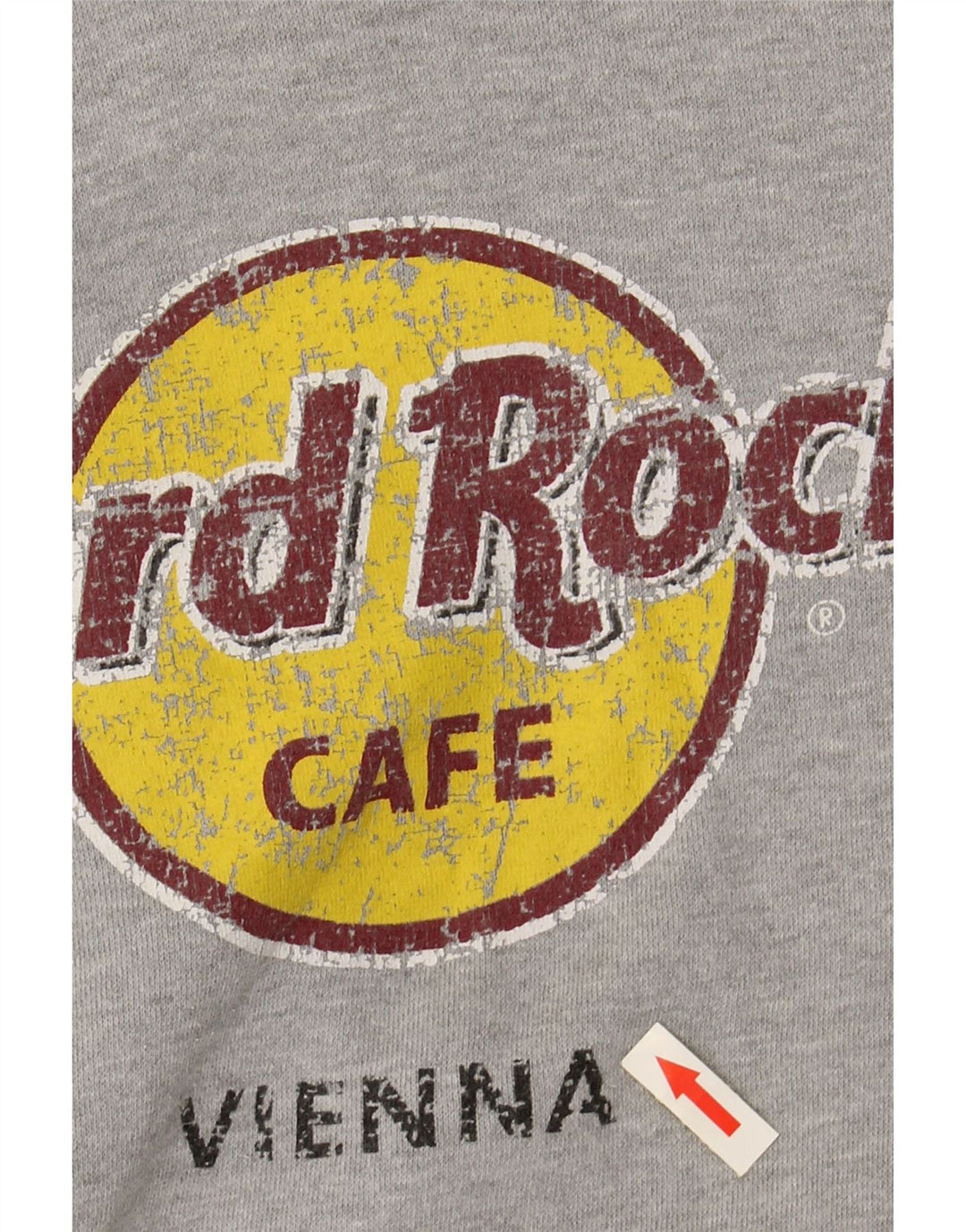 HARD ROCK CAFE Damski sweter z kapturem Vienna Graphic UK 16, duży, szary, bawełniany