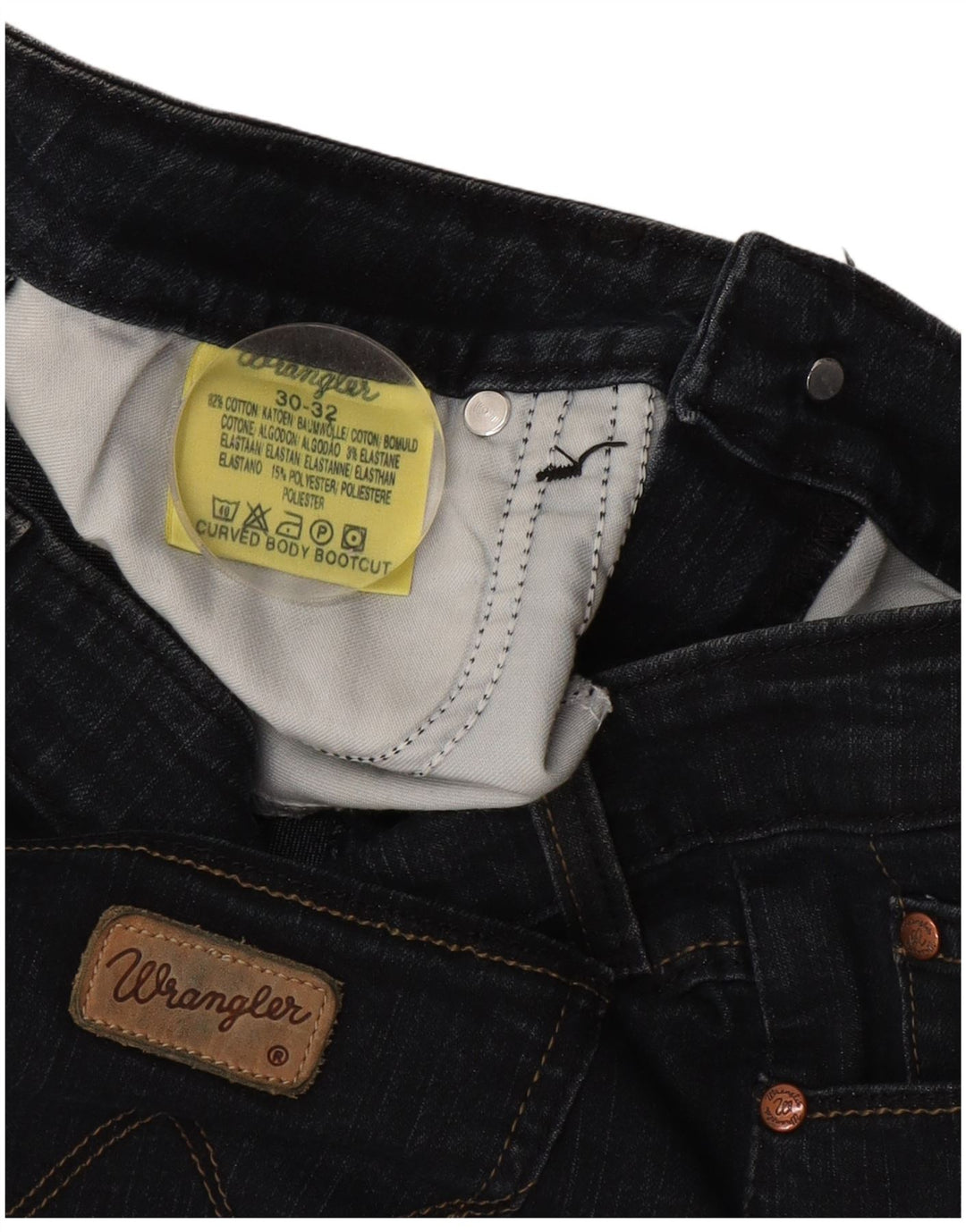 Damskie jeansy Wrangler Curve Bootcut W30 L32 Granatowe, bawełniane
