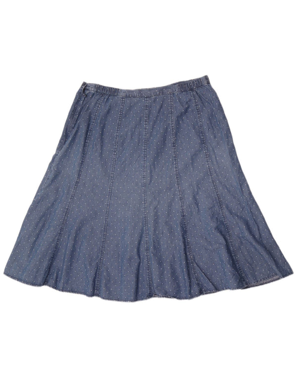 Marks & Spencer Womens Classic Fit Denim Skirt UK 14 Large W32 Blue Spotted