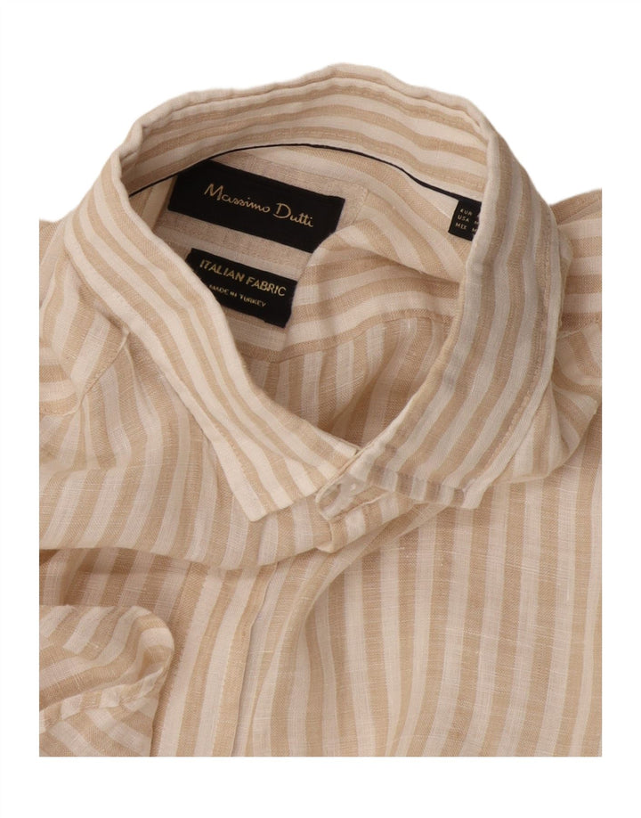 Koszula męska Massimo Dutti w średnie beżowe prążki
