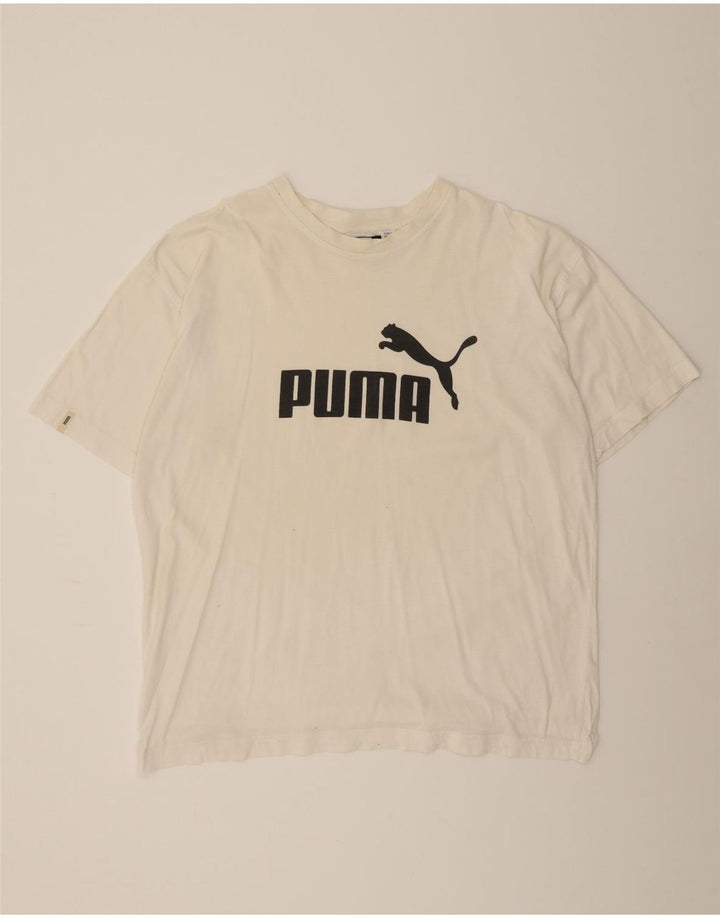 PUMA Mens Graphic T-Shirt Top XL White Vintage Puma and Second-Hand Puma from Messina Hembry 