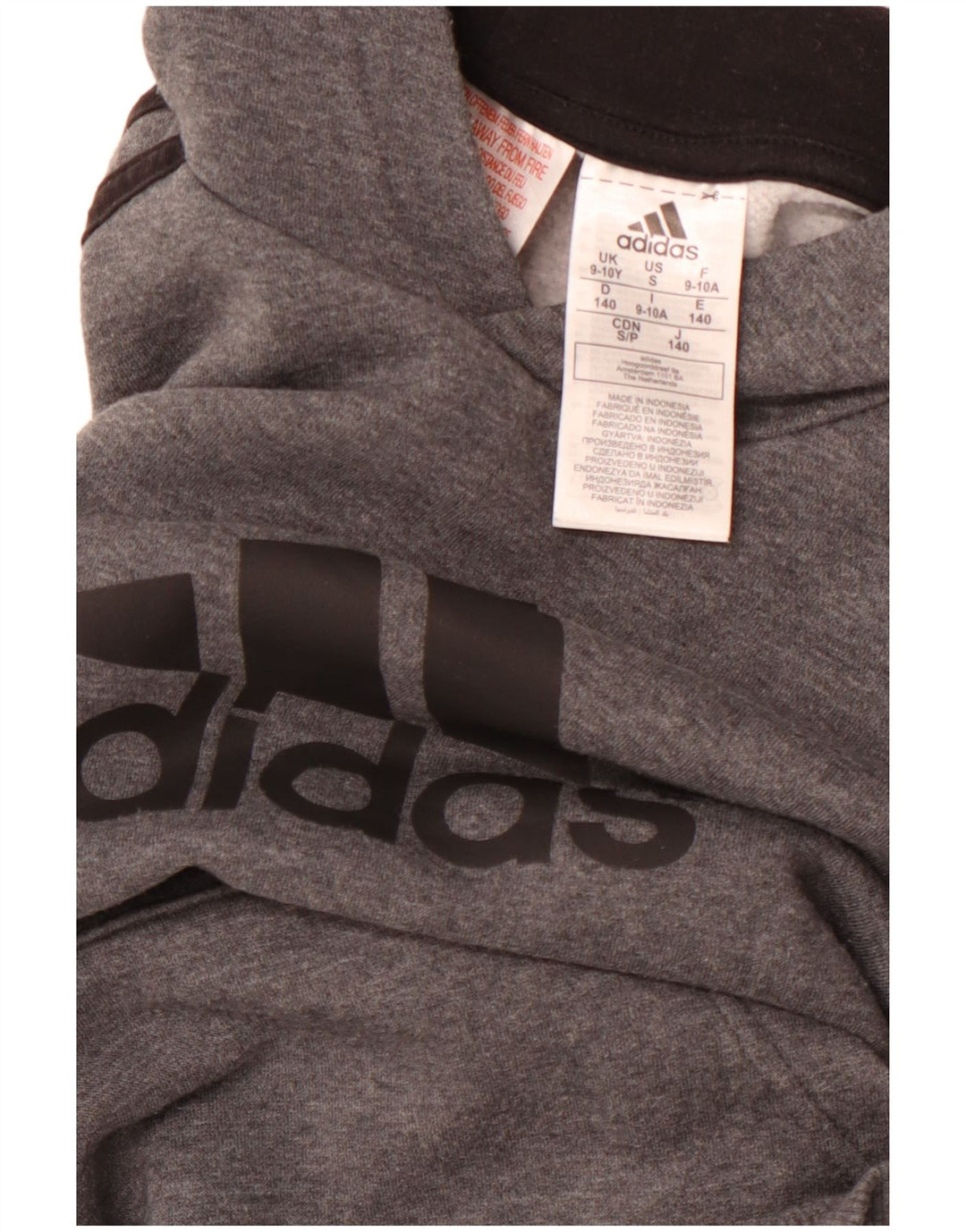 Chłopięcy sweter z kapturem ADIDAS z grafiką 9-10 lat, szara bawełna