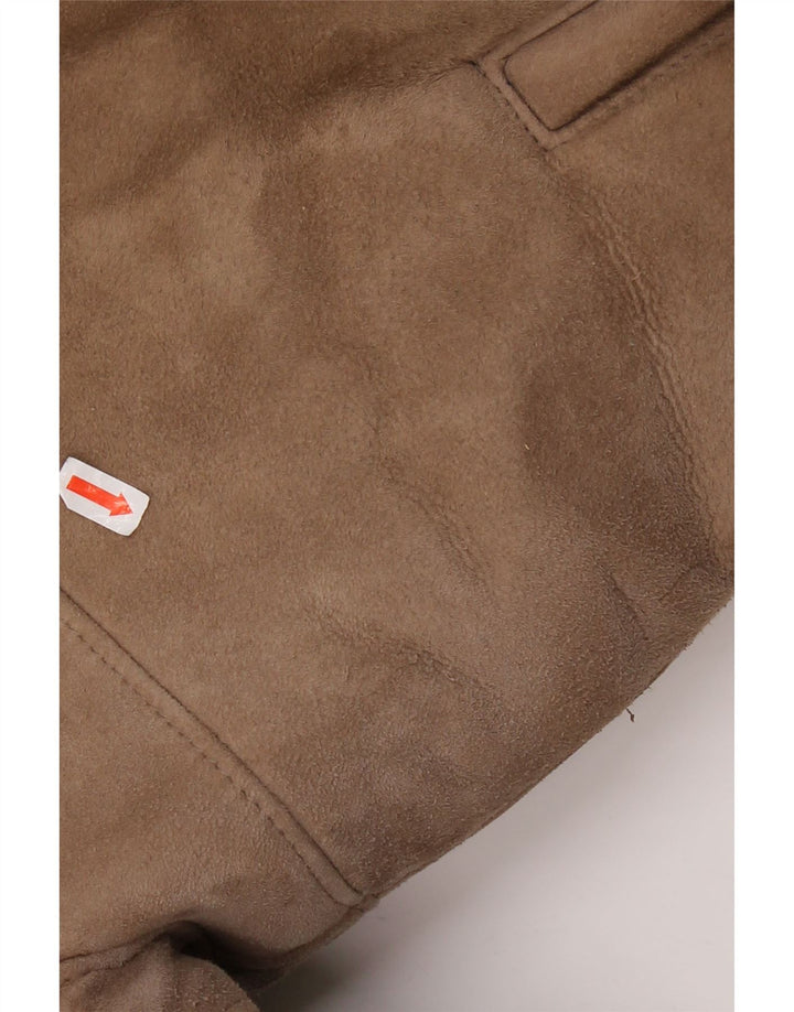 Vintage damski płaszcz z owczej skóry EU 42, duży beżowy shearling