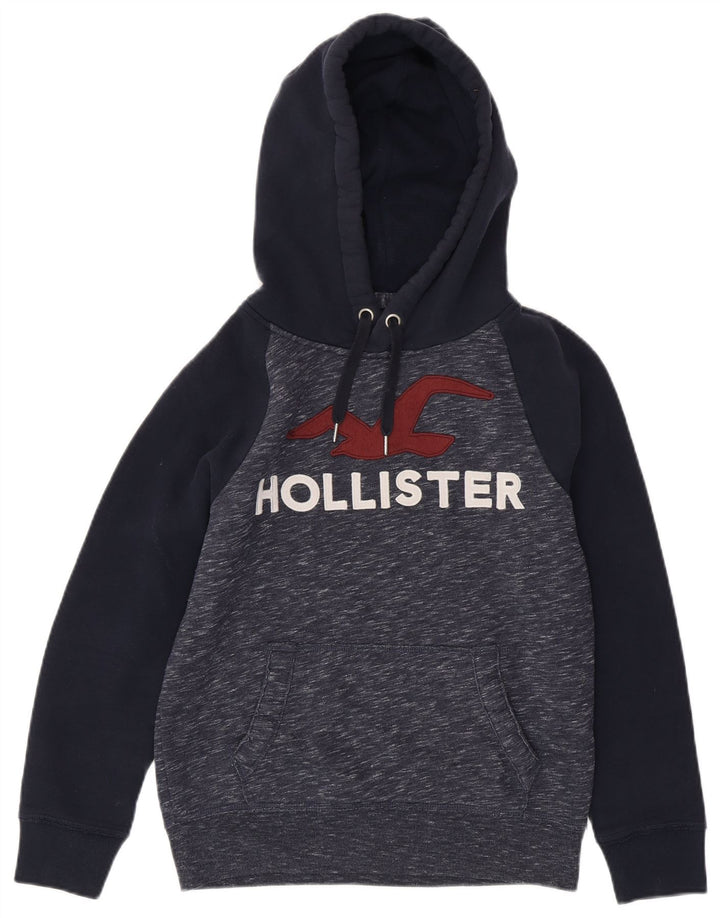 HOLLISTER Męski sweter z kapturem XS z grafiką, bawełniany w kolorze granatowym