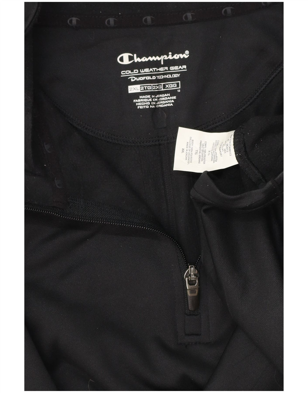CHAMPION Męski Bluza Sportowa z Zamkiem przy Szyi 2XL Czarna w Kropki Poliester