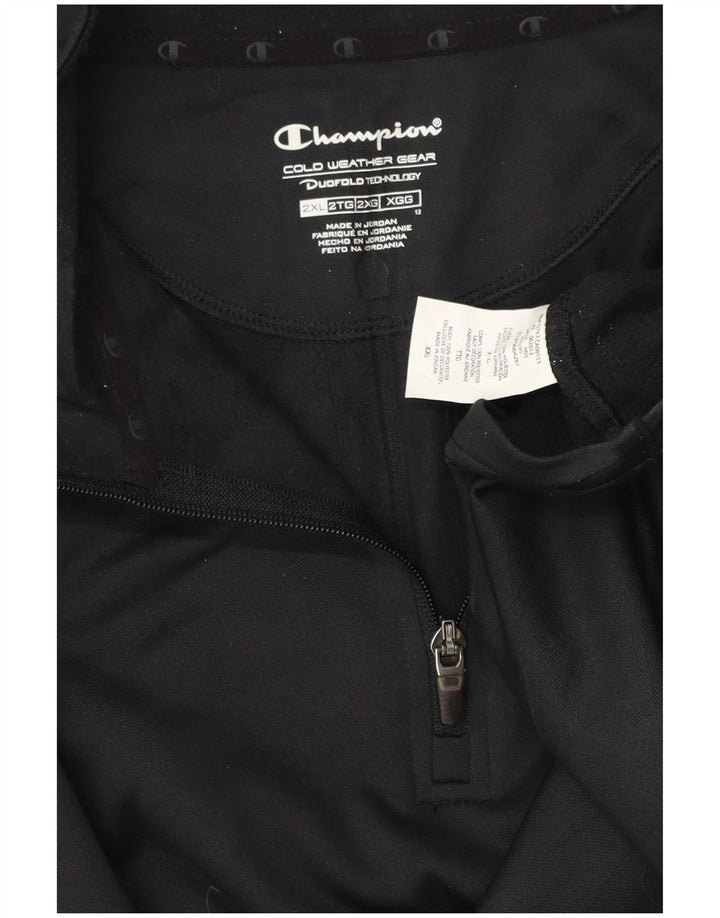 CHAMPION Męski Bluza Sportowa z Zamkiem przy Szyi 2XL Czarna w Kropki Poliester