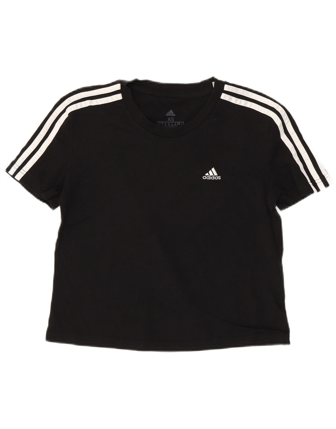 Damski t-shirt ADIDAS Crop Top UK 4/6 XS, czarny, bawełniany