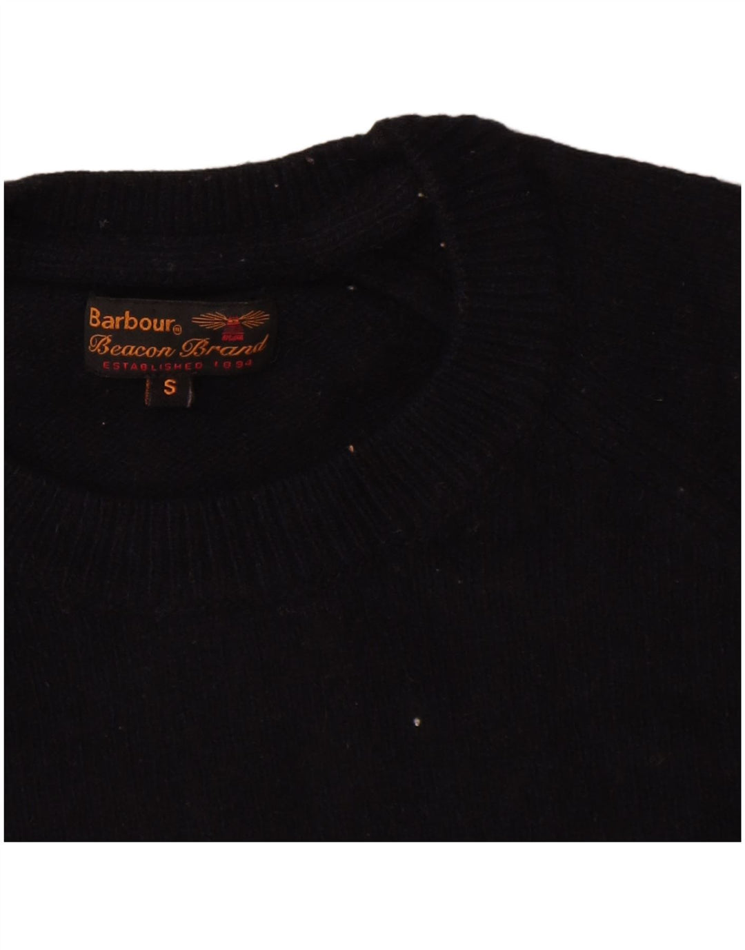 Męski sweter z okrągłym dekoltem Barbour, mały, granatowy, wełniany