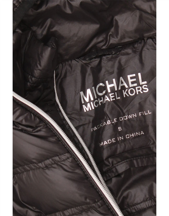 MICHAEL KORS Womens Hooded Padded Jacket UK 10 Small Black