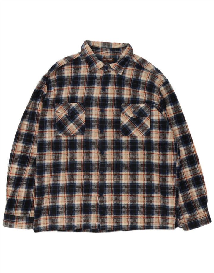 ATLAS FOR MEN Męska koszula polarowa 3XL z poliestru w niebieską kratkę