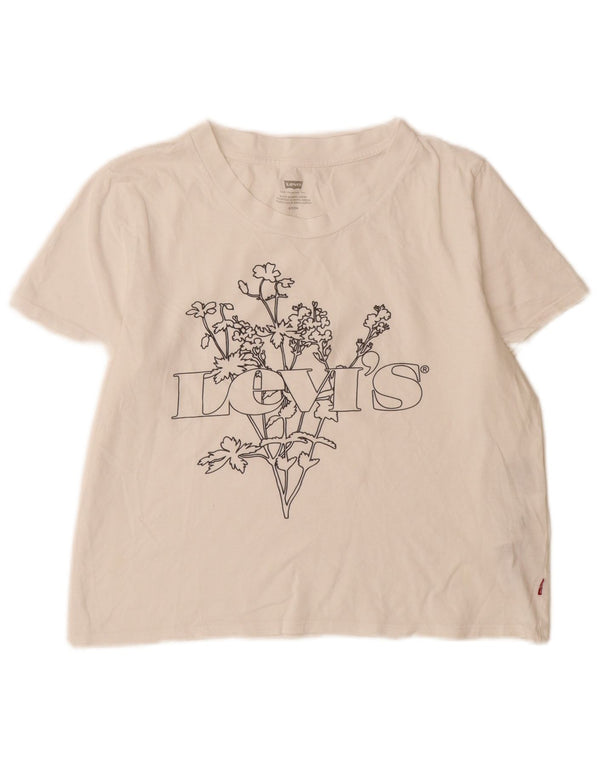 Levi's Womens Graphic T-Shirt Top UK 10 Small White Cotton