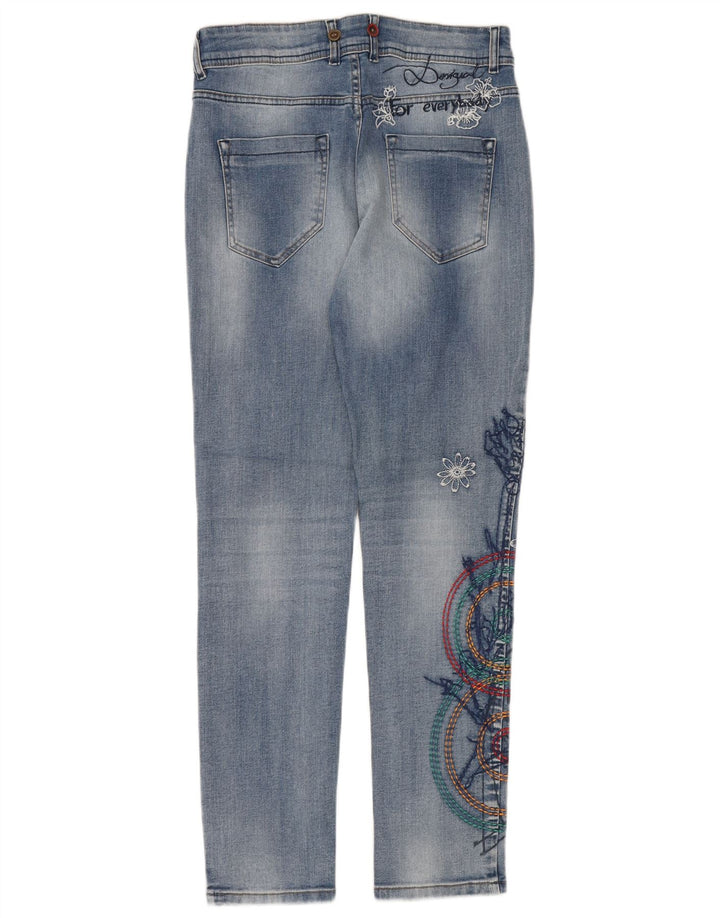 Damskie jeansy DESIGUAL Graphic Slim W24 L32 Niebieski kwiatowy poliester
