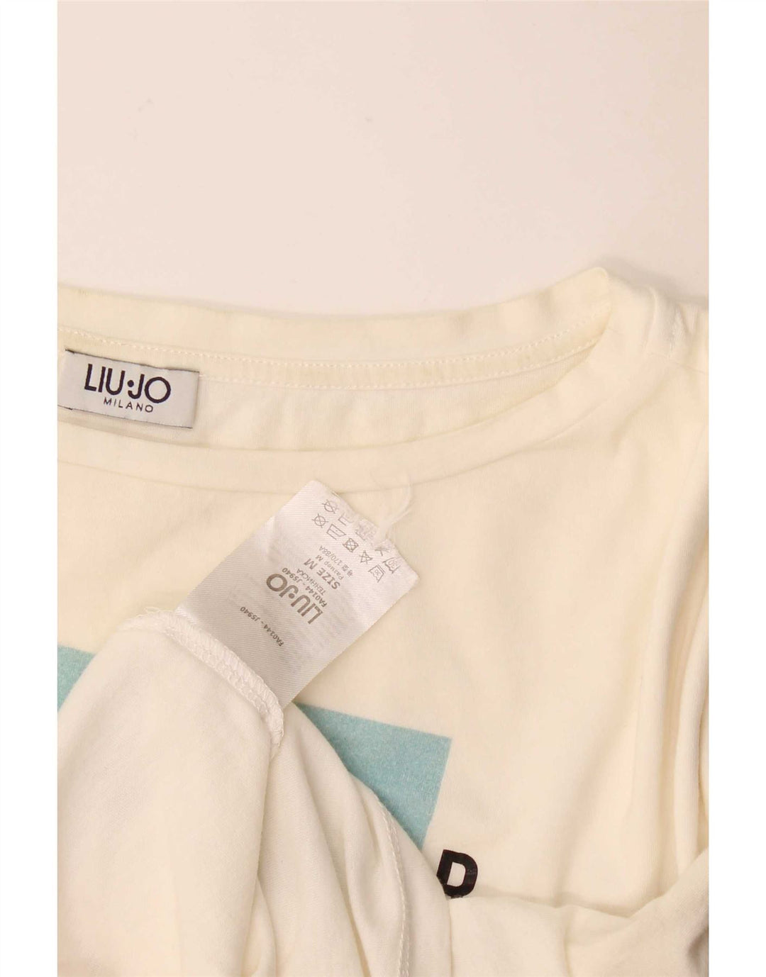 Damska koszulka Liu Jo Crop Graphic Top UK 14 Medium Off White