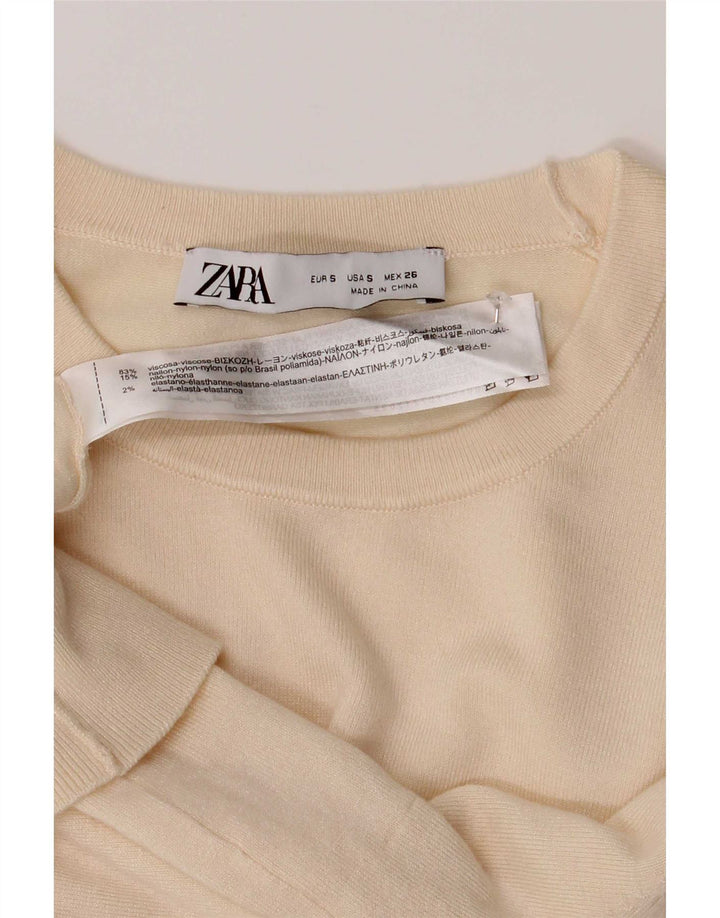 Damski sweter Zara z okrągłym dekoltem UK 8 Small Off White Wiskoza