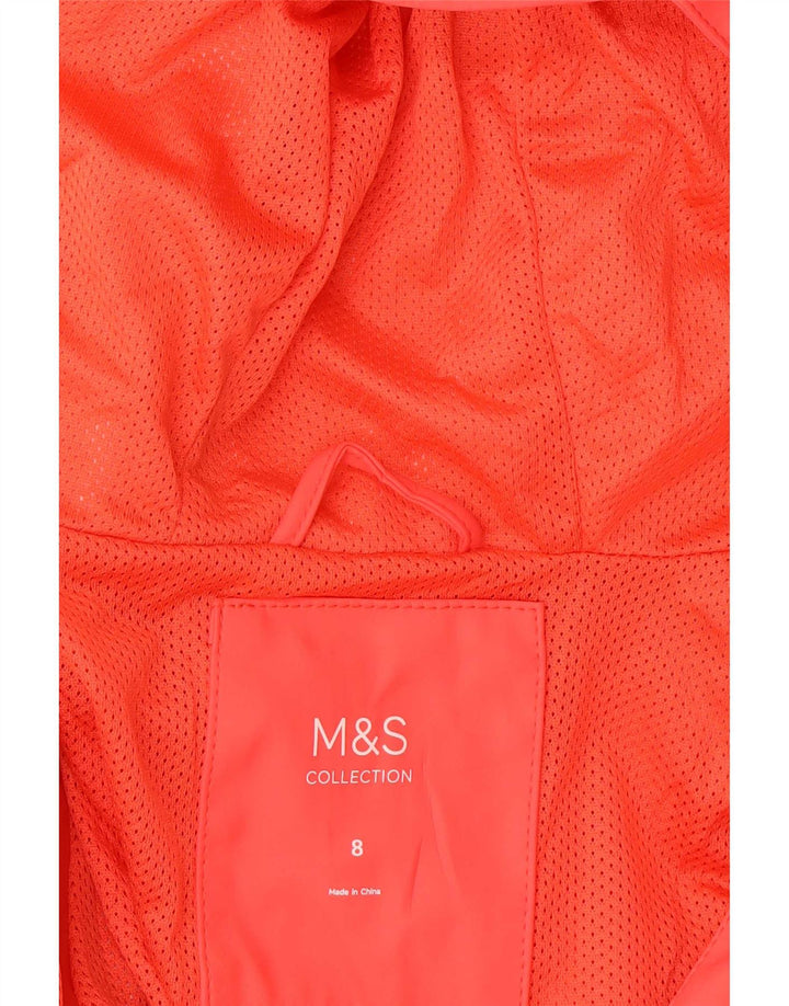 Marks & Spencer Damska kurtka przeciwdeszczowa z kapturem, oversize, UK 8, mała pomarańczowa