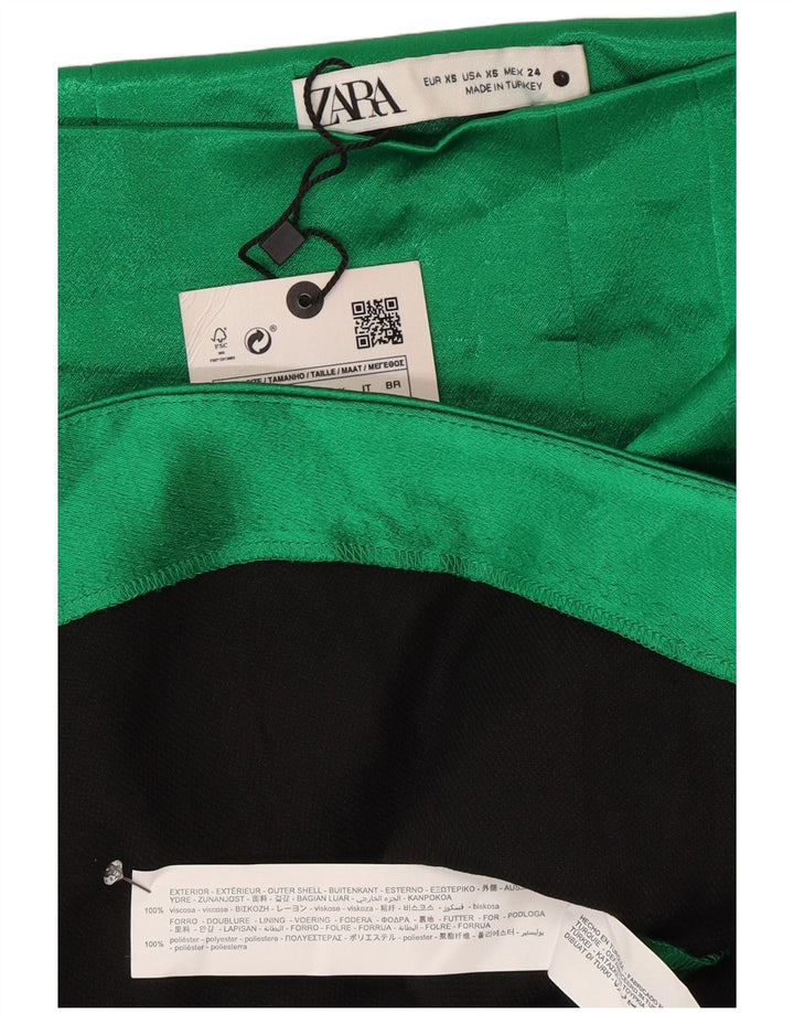 Damska spódniczka mini Zara XS W24 Zielona wiskoza