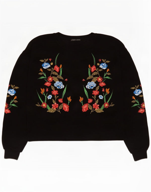 Bluza damska Zara Crop Oversize Sweter UK 10 Small Black Floral
