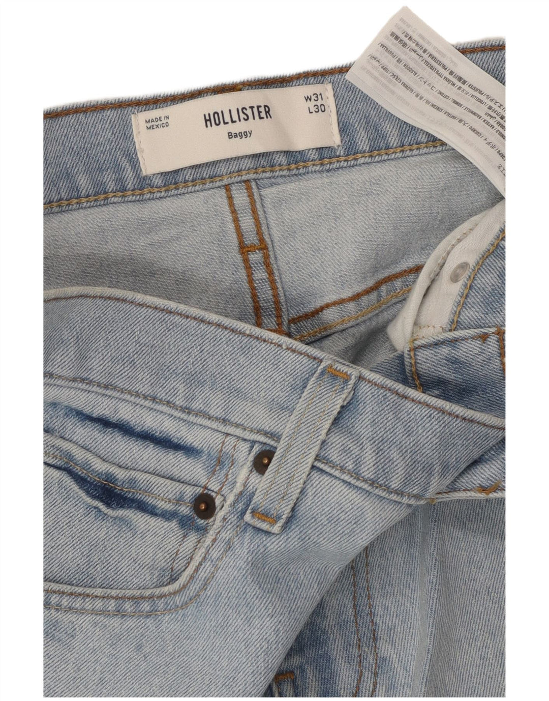 HOLLISTER Męskie luźne dżinsy W31 L30 Niebieskie bawełniane