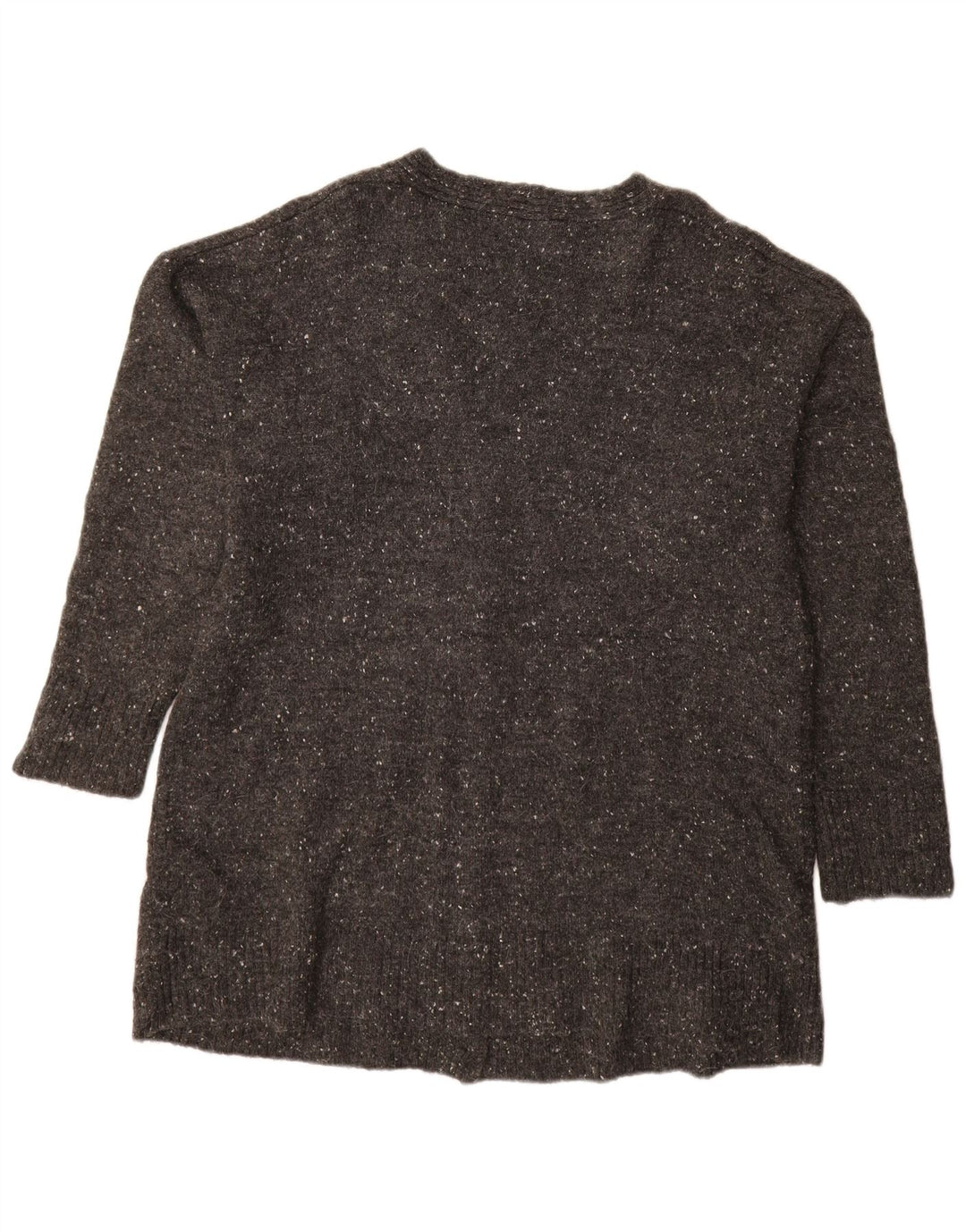 ZARA Womens Longline Cardigan Sweater UK 16 Large Grey Flecked Acrylic